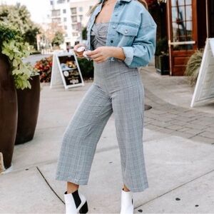 Kittenish Black & White Checked Strapless Sydney Keyhole Jumpsuit Size S